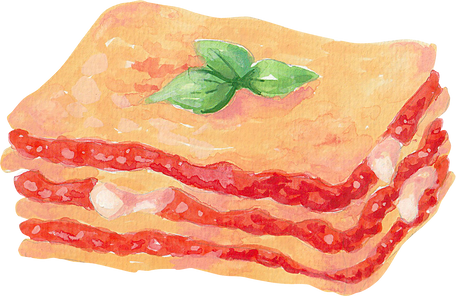 Watercolor Italian Food Lasagna